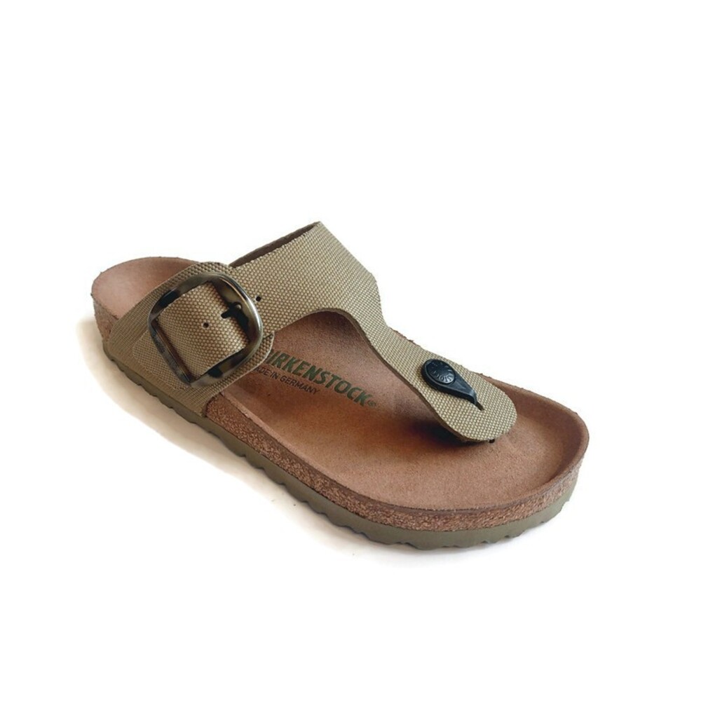Birkenstock Womens 6 Mens 4 Gizeh Vegan Big Buckle Sandals EU 37 Faded Khaki